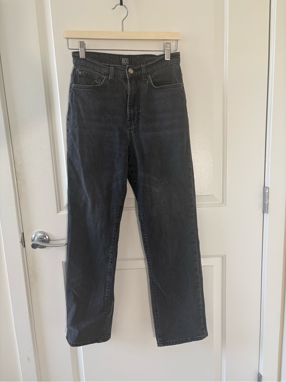 BDG Washed Black High-Rise Straight Jeans